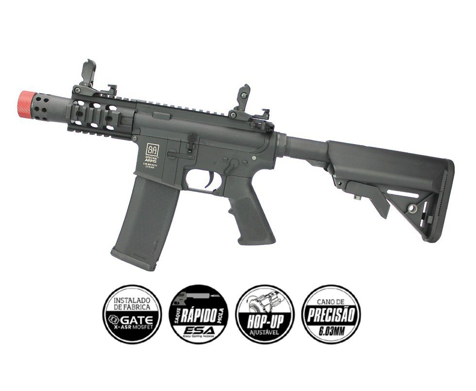 Rifle de Airsoft M4 Carbine Ris Compact Sa-C10 Black Linha Core C-Series - Specna Arms