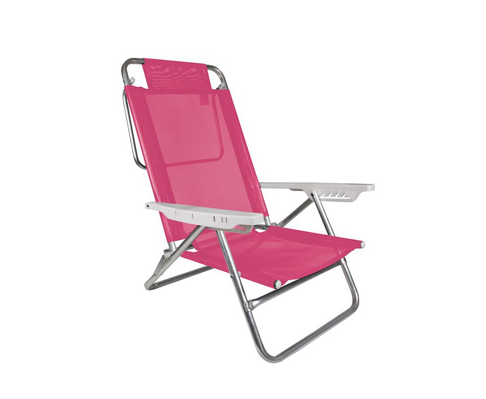 Cadeira Reclinável De Praia Alumínio Mor Fashion - Rosa