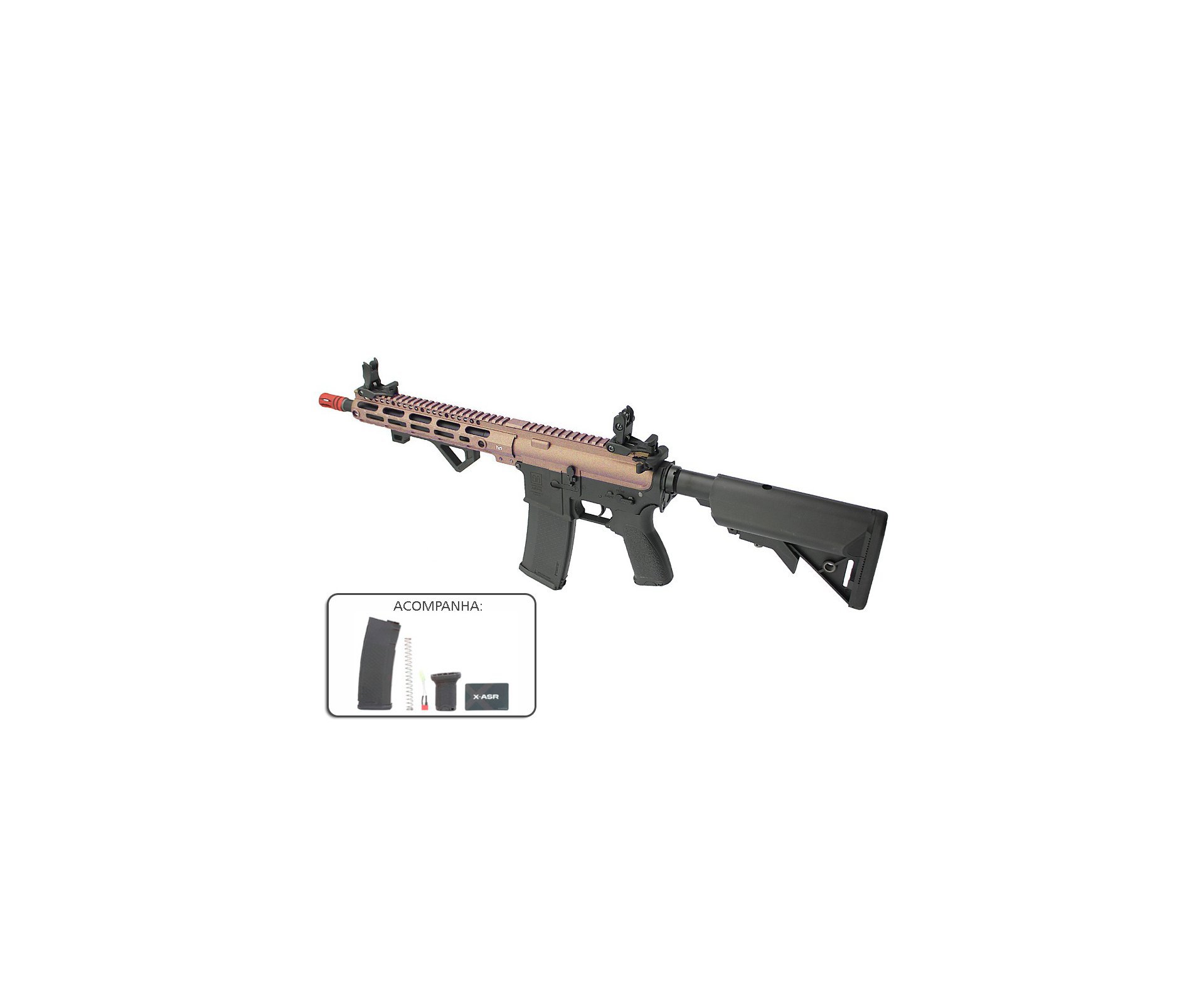 Rifle de Airsoft AEG Full Metal M4 Carbine Long M-Lok SA-E20 Half Bronze Edge E-Series - Specna Arms