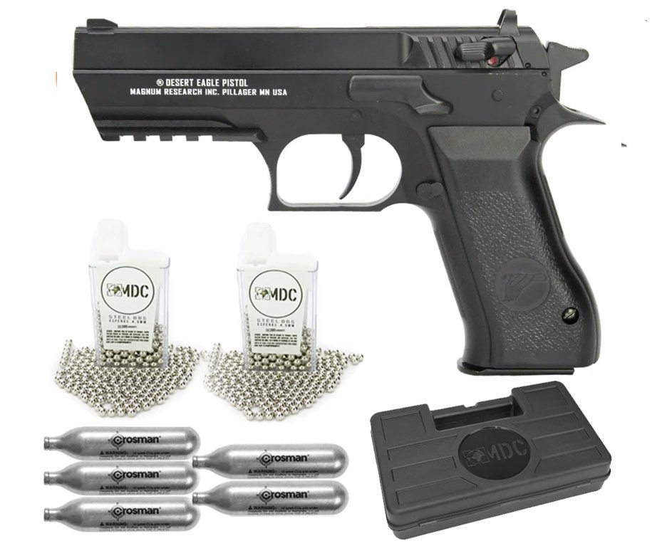 Pistola De Pressão Gás Co2 Desert Eagle Baby Full Metal Cal 4.5mm - Cybergun + CASE + CO2 + BBS