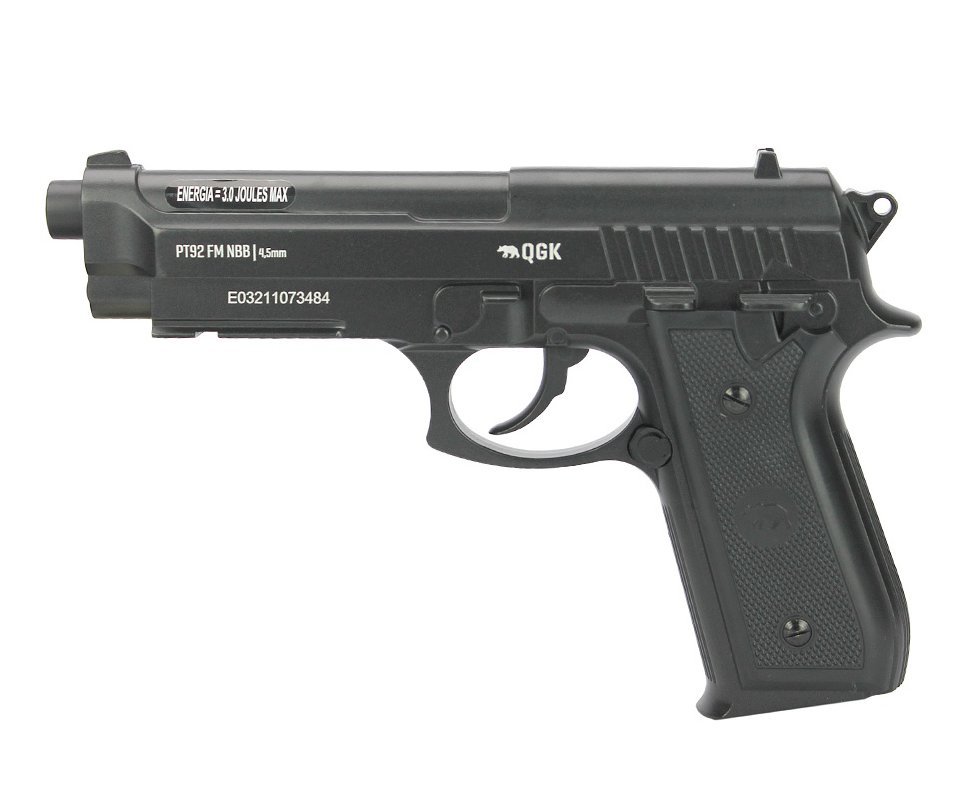 Pistola de Pressão Gás CO2 PT92 Full Metal 4,5mm QGK
