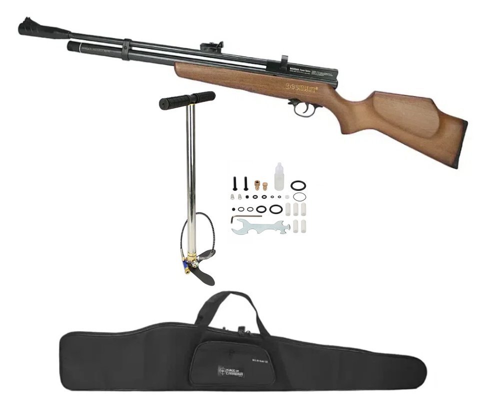 Carabina PCP Beeman 1337 Chief II Plus Madeira 12 Tiros 4.5mm - Rossi + Capa + Bomba
