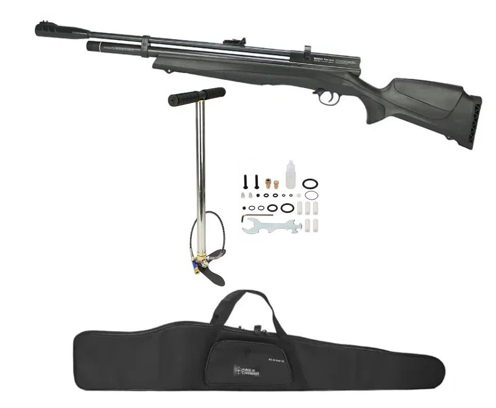 Carabina Pcp Beeman 1335 Chief II PLUS -S Polimero 12 Tiros 4,5mm - Rossi + Capa + Bomba