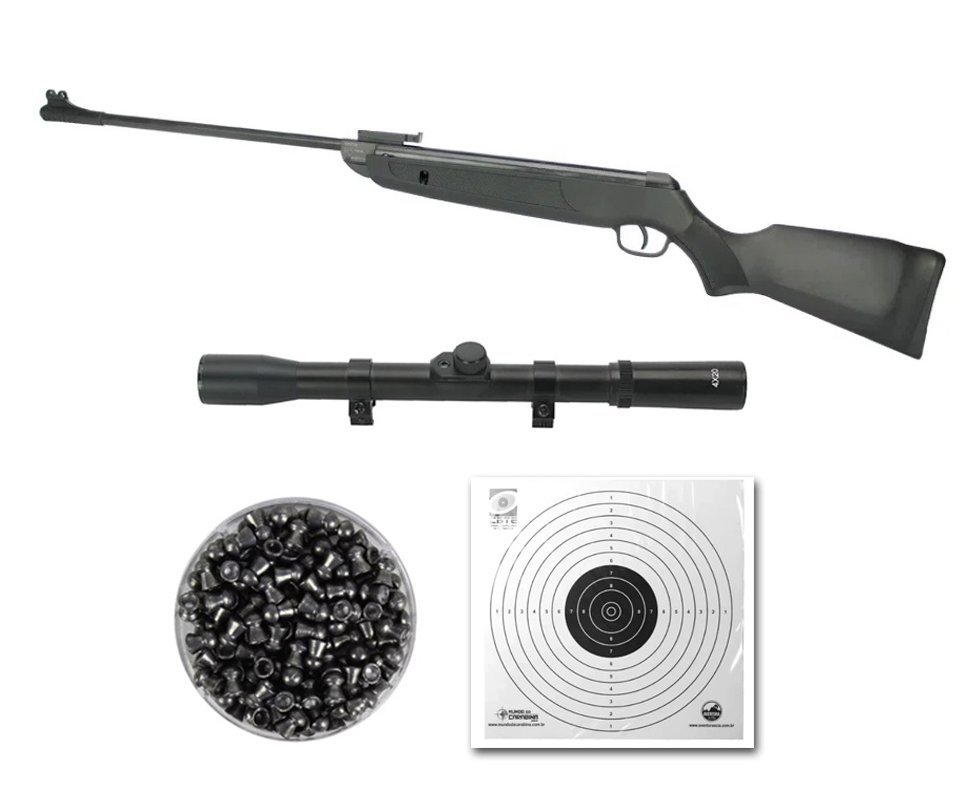 Carabina de Pressão Rossi New Dione Sport 5,5mm + Luneta 4x20 + Chumbinho