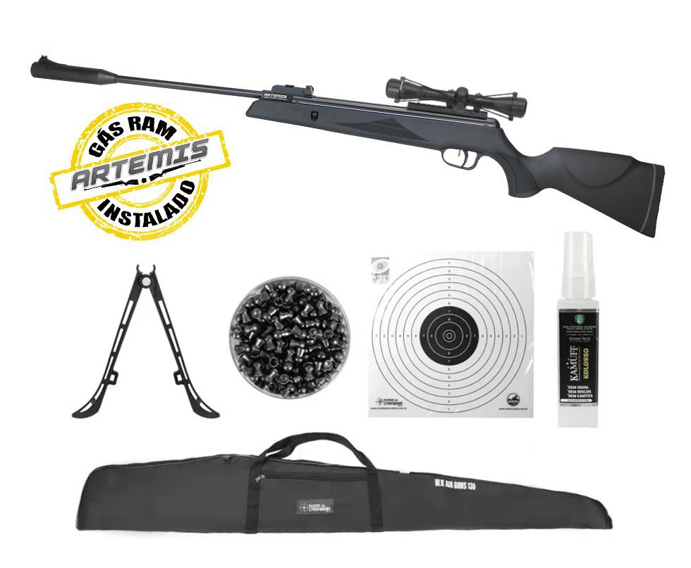 Carabina De Pressão Black Hawk Gas Ram 70kg 5.5mm Artemis + KIT PRO