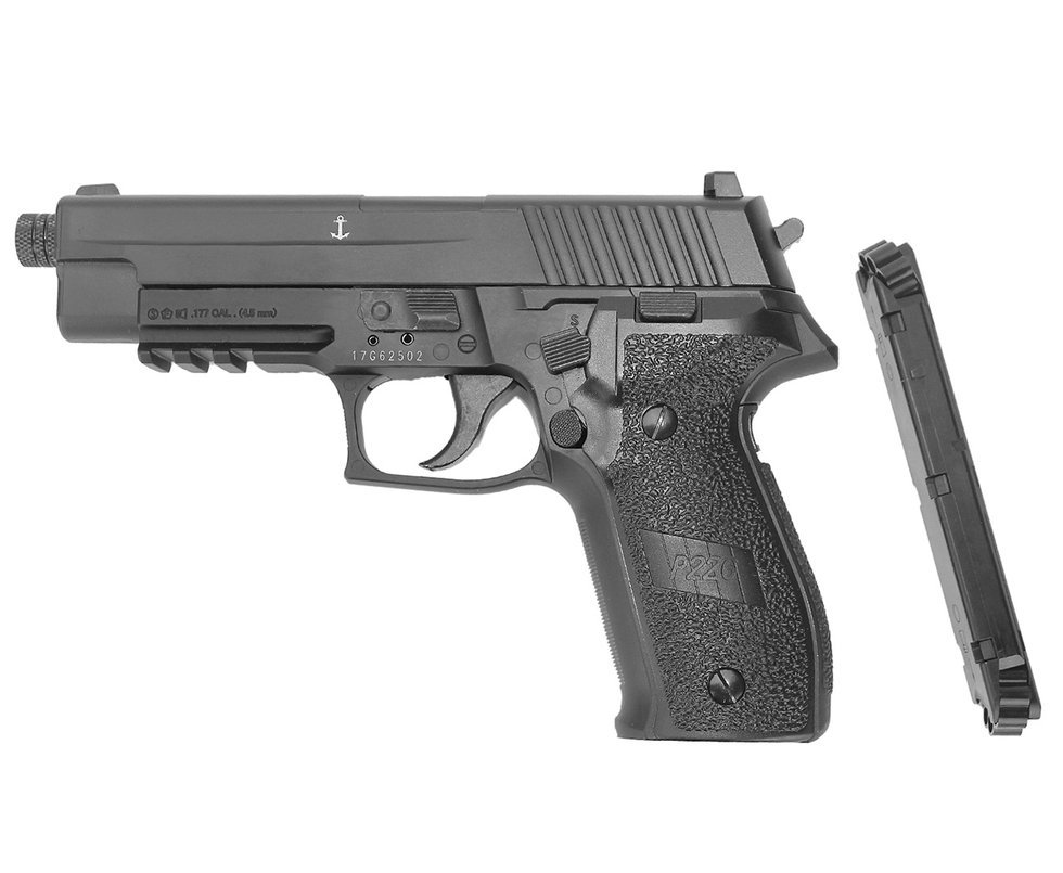 Pistola Pressão Sig Sauer P226 Co2 Full Metal Chumbinho 4,5mm 16 Tiros (8+8) Blowback