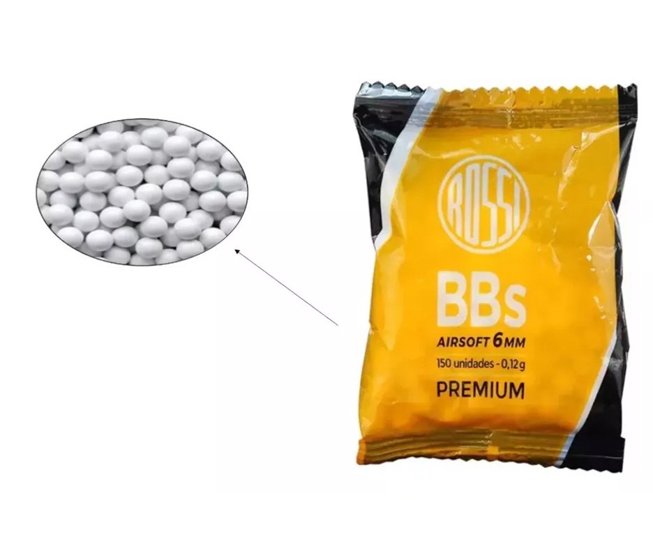 Esfera munição BBs Rossi 0,12G Airsoft 6,0MM 150und
