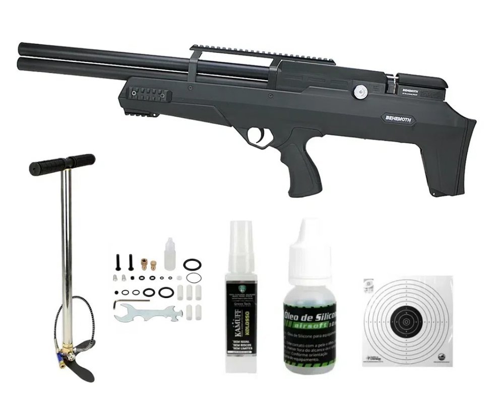 Carabina de Pressão PCP Nova Vista Bullpup Behemoth PS-R2-SF Cal. 5.5mm com reguladora + Bomba