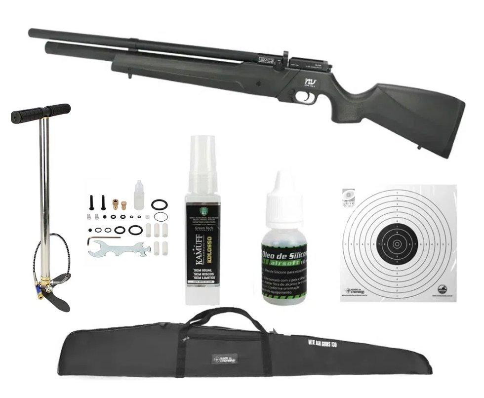 Carabina de Pressão PCP Alpha 6.35mm Black Regulagem Potencia Nova Vista + Bomba + Capa
