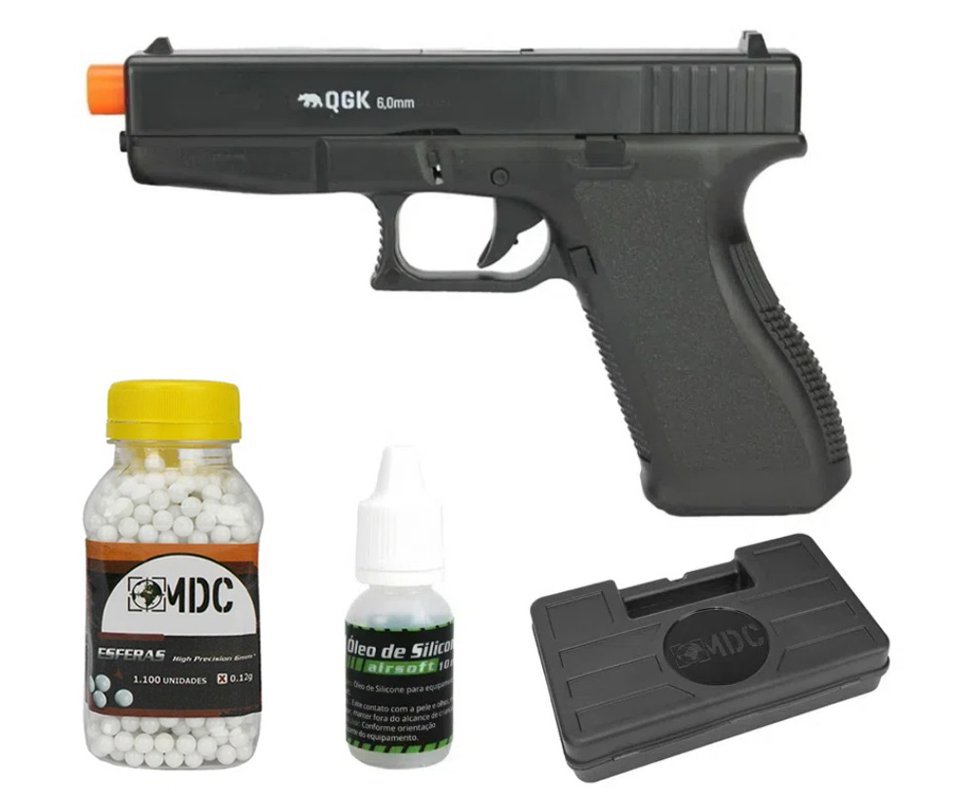 Pistola de Airsoft Glock G23 S23 Spring Cal 6mm QGK + BBs + Maleta