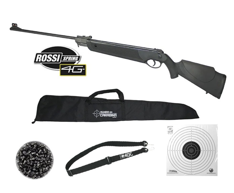 Carabina de Pressão Dione 4G 5,5mm Rossi + Capa + Bandoleira + Chumbinho