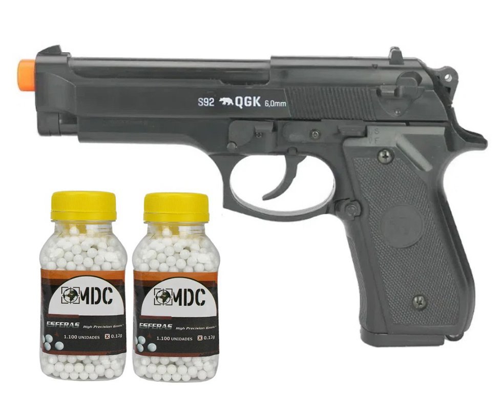 Pistola de Airsoft Beretta M92 S92 Spring 6mm QGK + 2200BBS