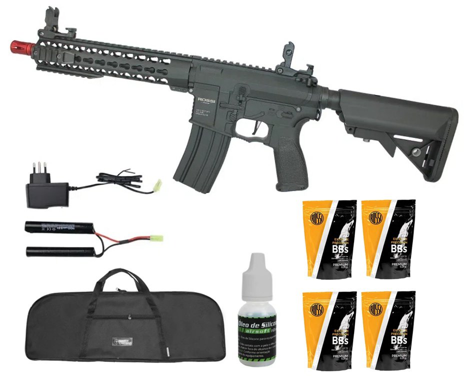Rifle de Airsoft AR15 Neptune 10" Short ET Keymod 6mm Rossi + Capa + BBs