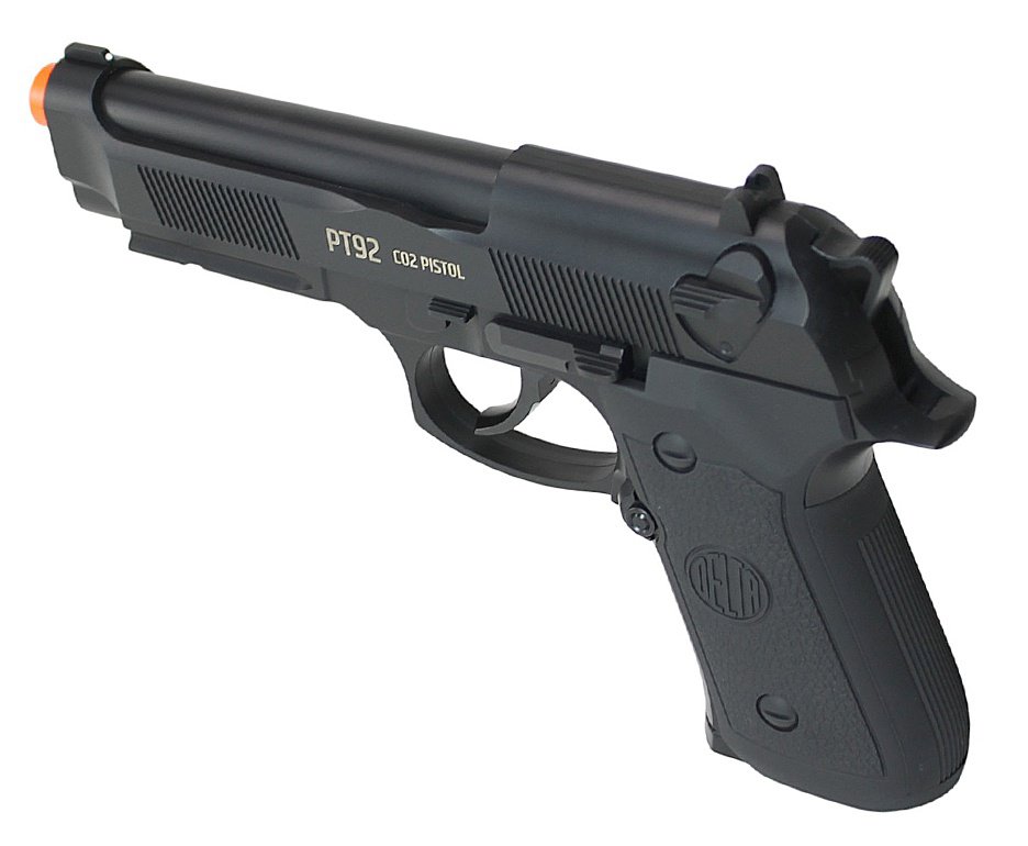 Pistola de Pressão Rossi CO2 PT92 6mm esfera aço Delta + Case + Bbs + Co2