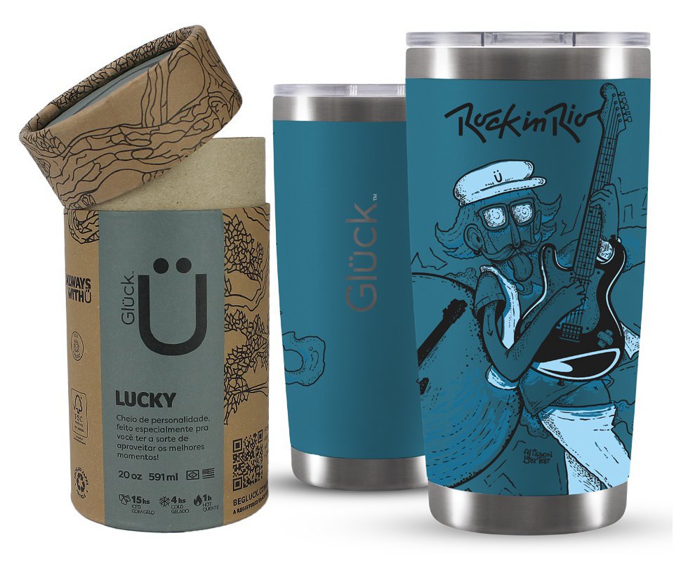 Copo Termico CT Future Rir Guitar 591ml Porsche Blue Gluck