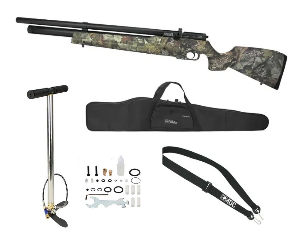 Carabina De Pressão PCP Alpha Camuflada Multishot 10 Tiros 5,5 Nova Vista + Bomba + Capa