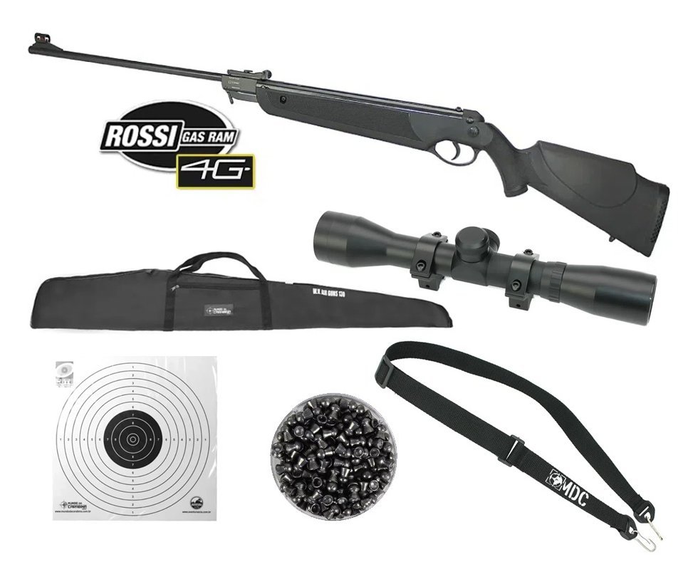 Carabina de Pressão Dione Nitro 4G 5,5mm GR55KG Rossi + Luneta 4x32 + KIT PRO