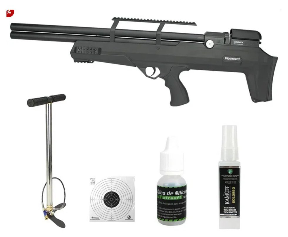 Carabina de Pressão PCP Nova Vista Bullpup Behemoth PS-R2-S Cal. 6.35mm com reguladora + Bomba