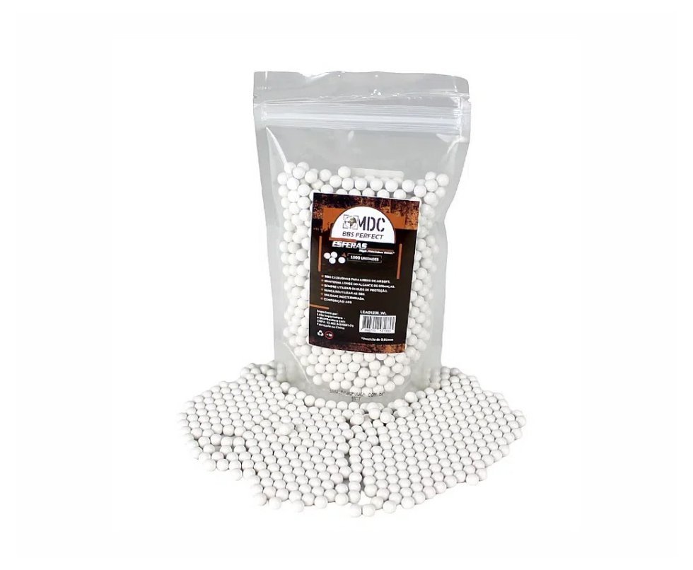 Esfera Munição Airsoft Premium BBs 0,12g 1100und Branca - MDC