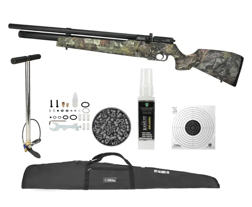 Carabina de Pressão PCP Alpha 6.35mm Camu Regulagem Potencia - Nova Vista + Bomba + KIT