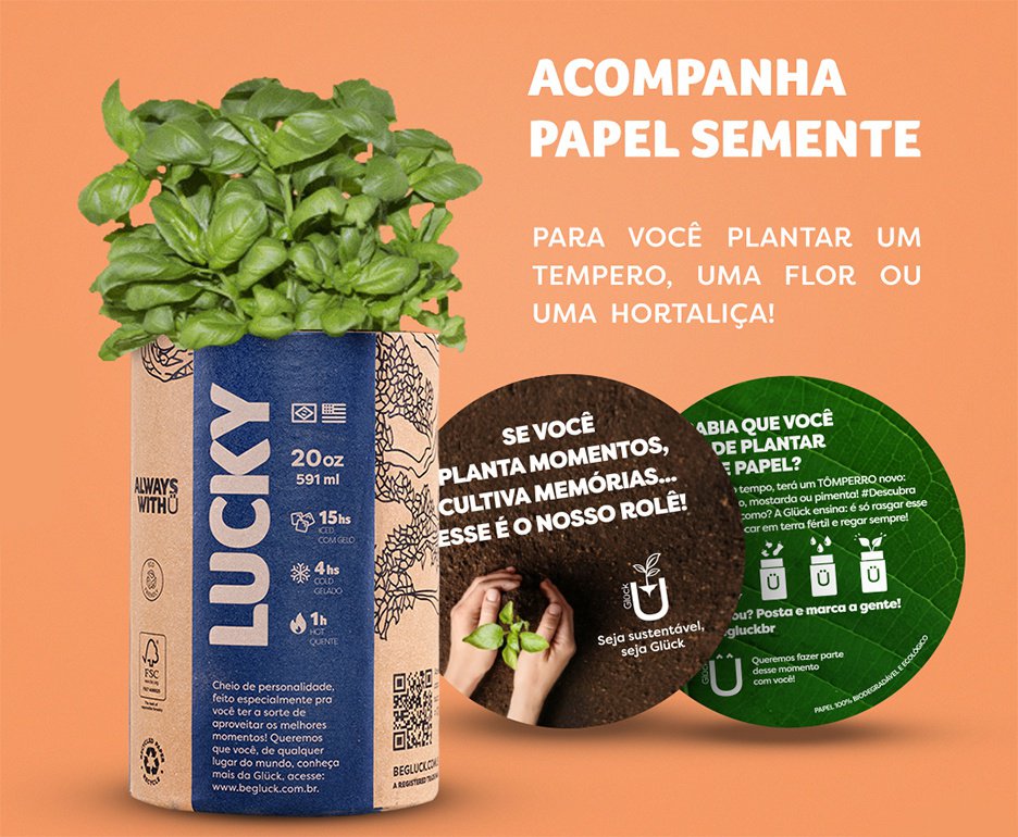 Copo Térmico Para Cerveja Gluck Lucky Future Brasil Vem Hexa 591ml Inox bra.02