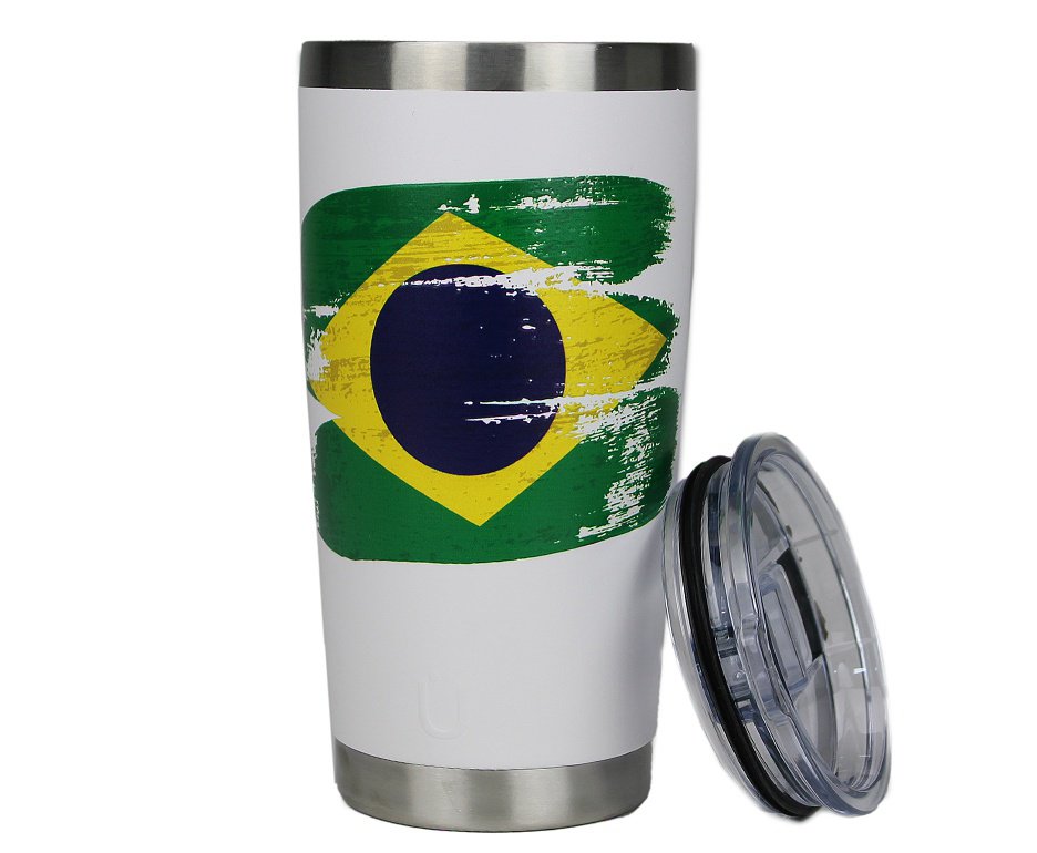 Copo Térmico Para Cerveja Gluck Lucky Future Brasil Bandeira 591ml Inox bra.09