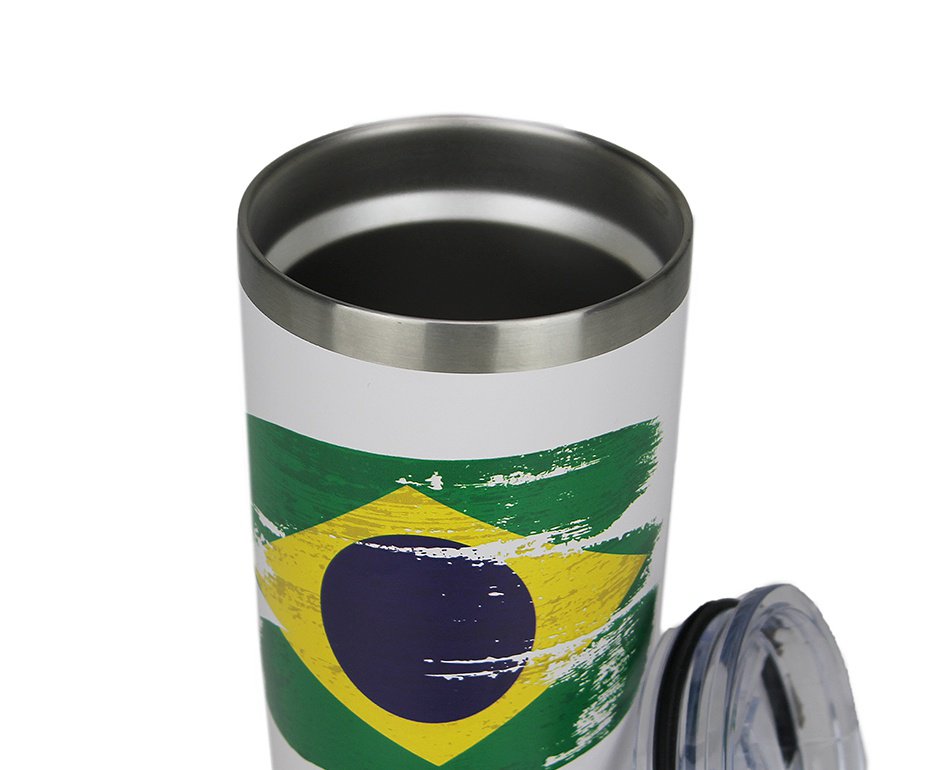 Copo Térmico Para Cerveja Gluck Lucky Future Brasil Bandeira 591ml Inox bra.09