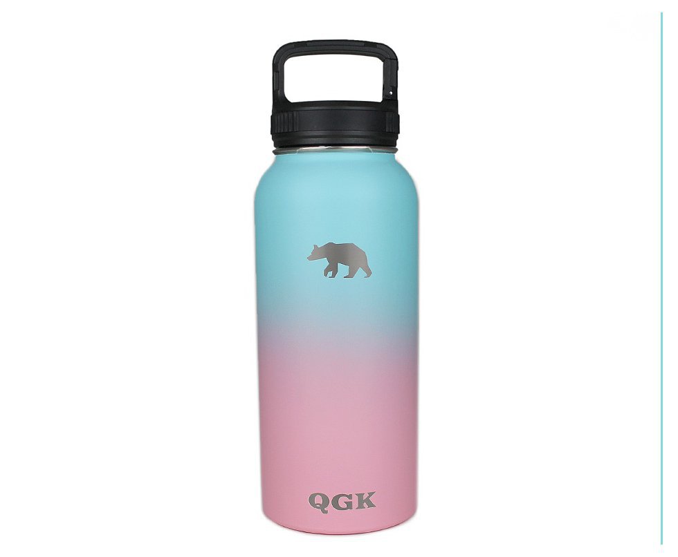 Garrafa Térmica Inox 946ml 32oz Com Tampa Rosa e Azul - QGK