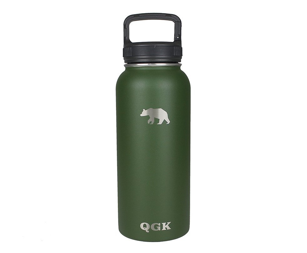 Garrafa Térmica Inox 946ml 32oz Com Tampa Verde Militar - QGK