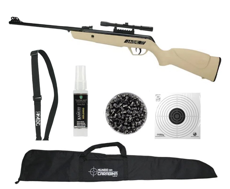 Carabina De Pressão Cbc Jade Mais Oxidada Desert 4,5mm + Capa + Luneta + Acessórios