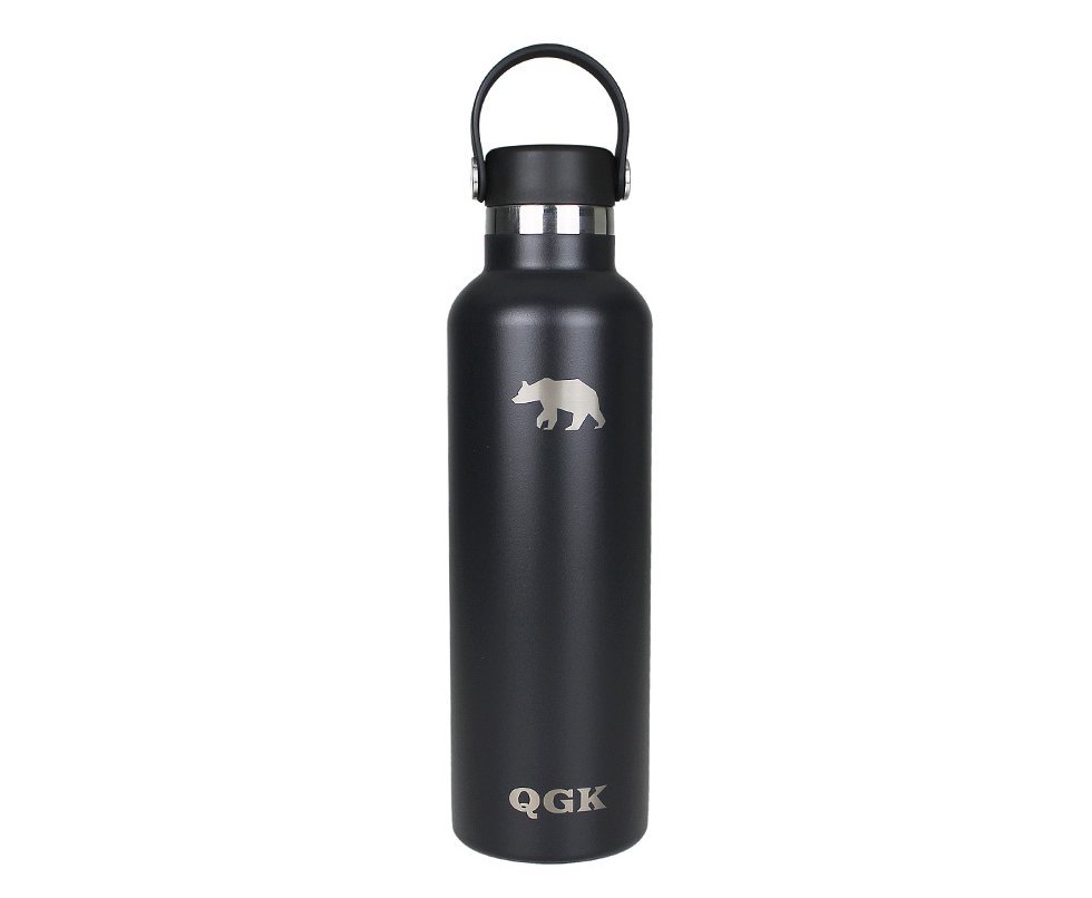 Garrafa Térmica PE Inox 709ml 24oz Preto Com Tampa - QGK