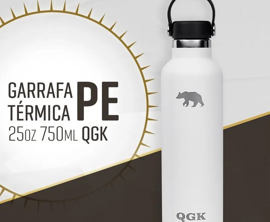 Garrafa Térmica PE Inox 709ml 24oz Vermelha Com Tampa - QGK