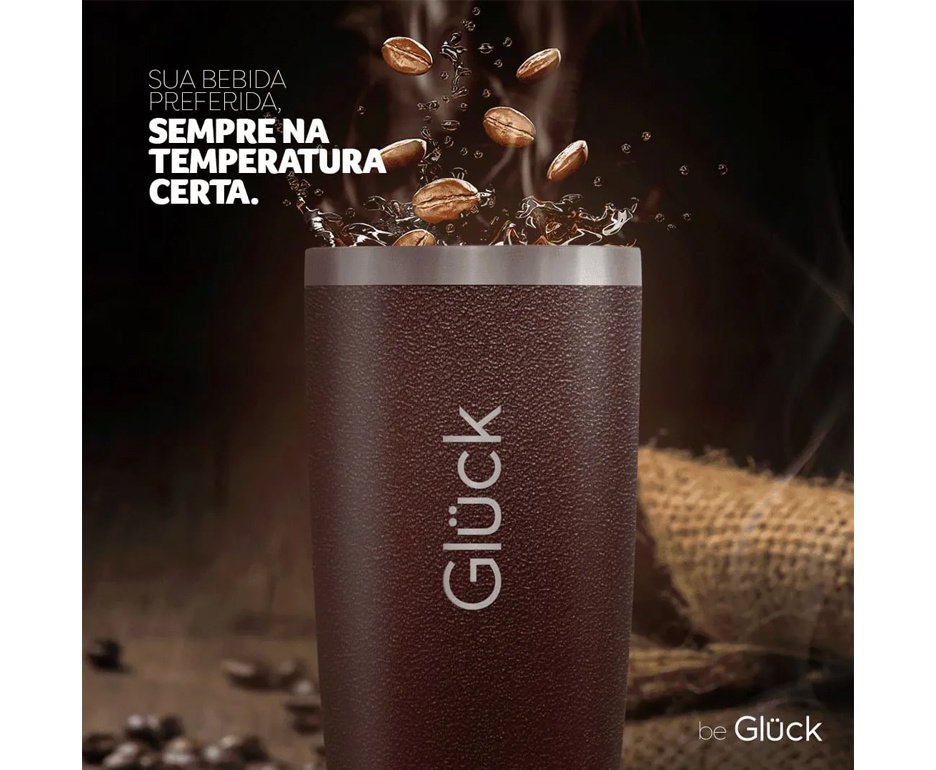 Copo Térmico Gluck Sleek Future Brasil Brasileiro em Aço Inox 473ml Suporta 4h Gelado
