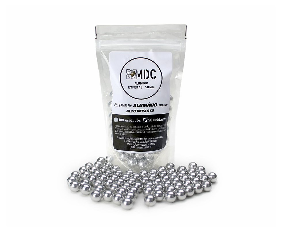Esfera de Alumínio Para Pistolas 0.50mm com 50 unidades - MDC