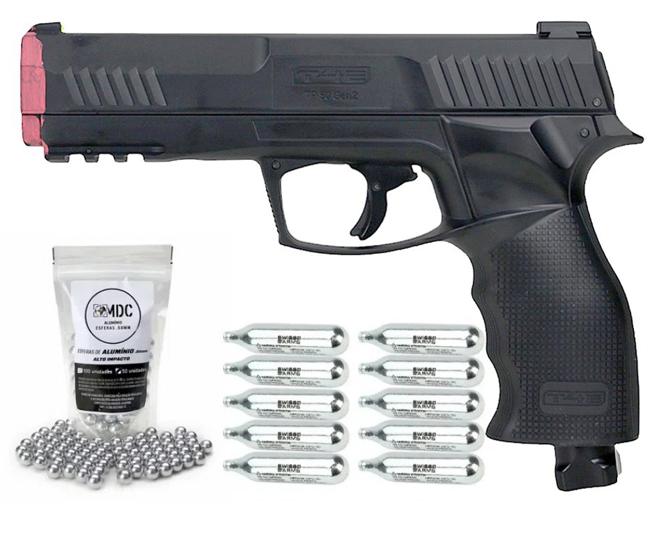 Pistola de Pressão CO2 HDP T4E GEN2 P320 Defense Cal .50 LTL Umarex + CO2 + Munição