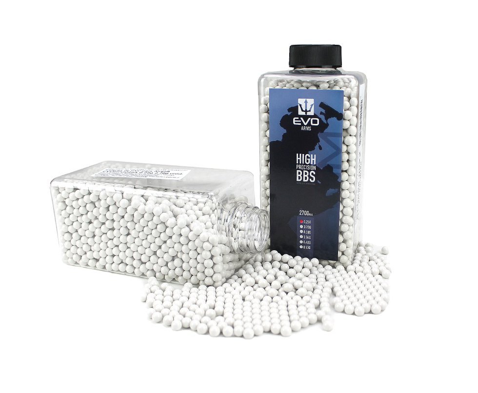 Esfera BBs Munição Airsoft Premiun 0,25g 6,0mm - 2700 Unidades EVO