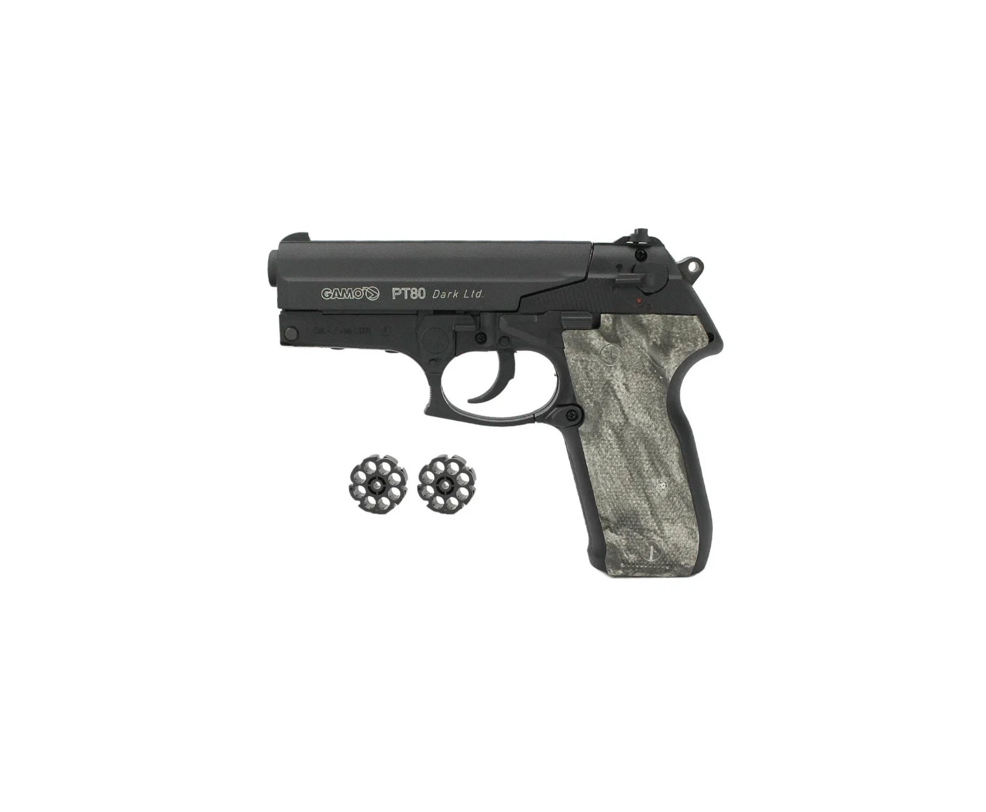 Pistola de Pressão CO2 PT-80 Dark Ltd 8 tiros 4.5mm Gamo + Co2 + Chumbinho + Alvos