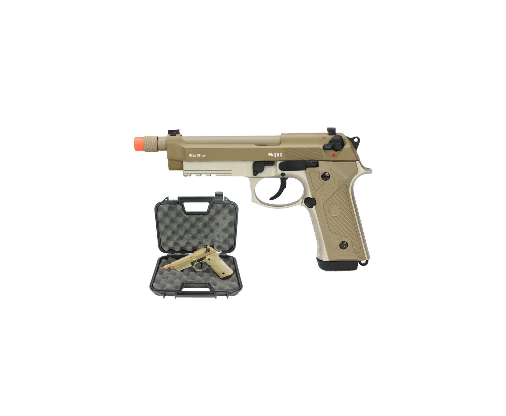 Pistola de Airsoft Green Gas M9 A3 TN Full Metal com Blowback 6mm QGK + Green Gas + Munição
