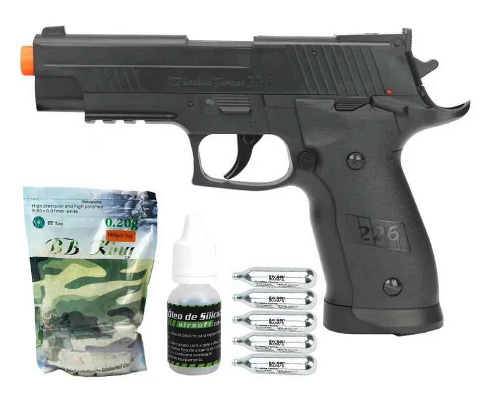 Pistola de Airsoft CO2 Sig Sauer P226 X-4 6,0mm Rossi Wingun + Cilindro Co2 + BBs +Óleo