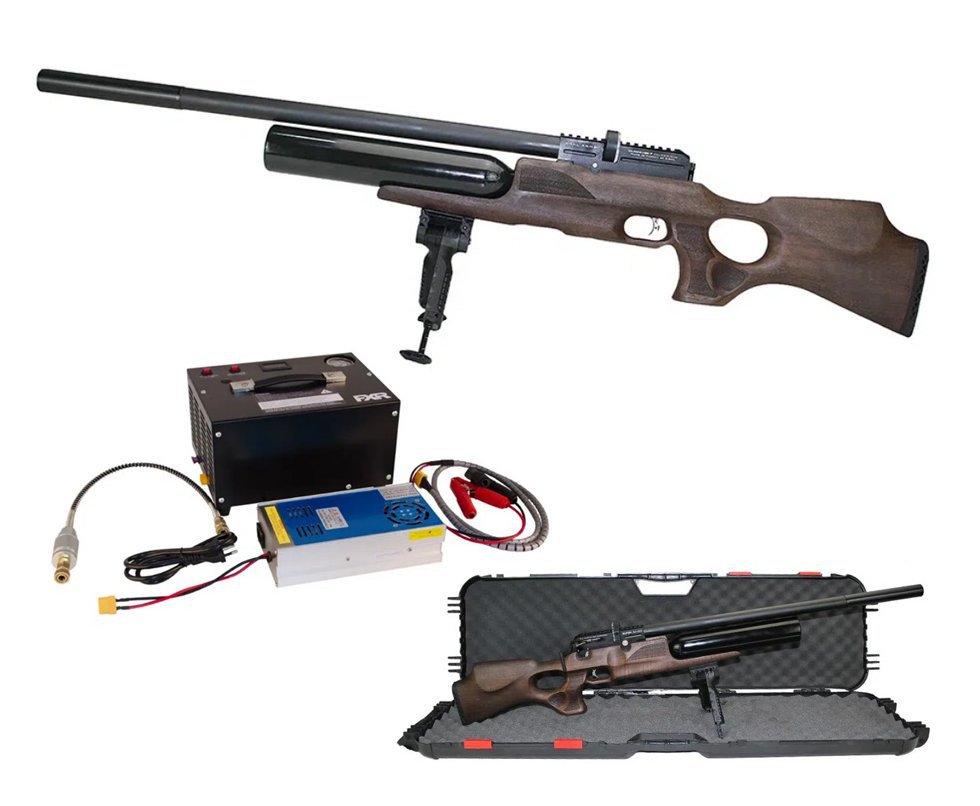 Carabina de Pressão PCP Kral Super Jumbo Madeira 6,35mm + Compressor Portátil FXR