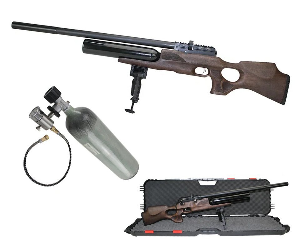 Carabina de Pressão PCP Kral Super Jumbo Madeira 6.35mm + Kit Cilindro Scuba