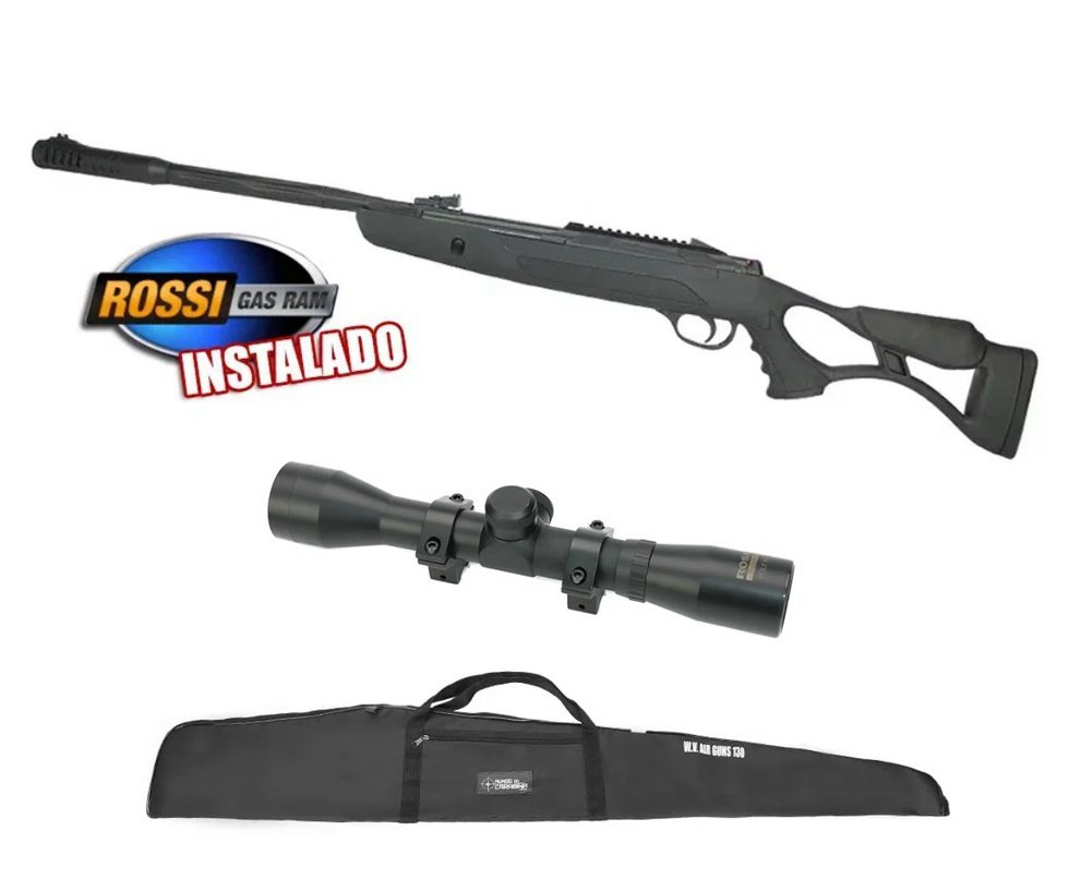 Carabina de Pressão Hatsan Strike Airtact Ed 5.5 com moderador de som Gas Ram 60kg Rossi + Luneta 4x32 + Capa de Transporte