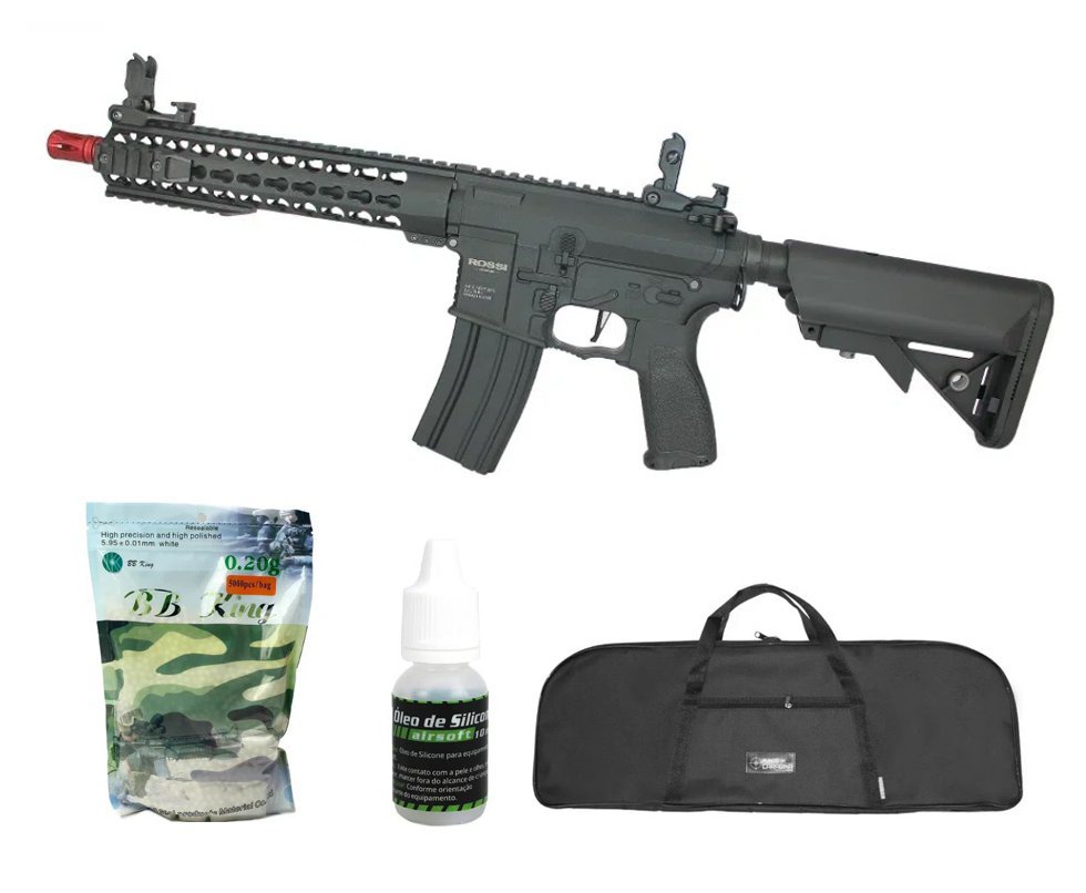 Rifle de Airsoft AR15 Neptune 10" Short ET Keymod 6mm Rossi + Capa + bbs + Óleo