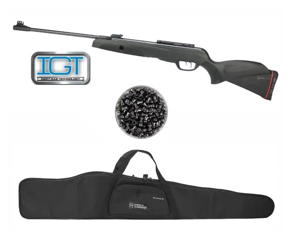 Carabina De Pressão Black Knight Igt Mach 1 Gas Ram Calibre 6.35mm - Gamo + Chumbinho + Capa