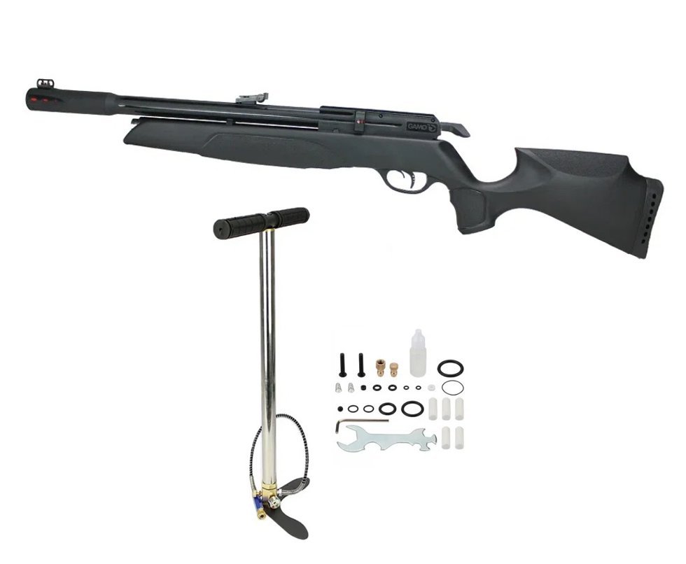 Carabina de pressão PCP Gamo Arrow 5,5mm com supressor integrado + Bomba Pneumática