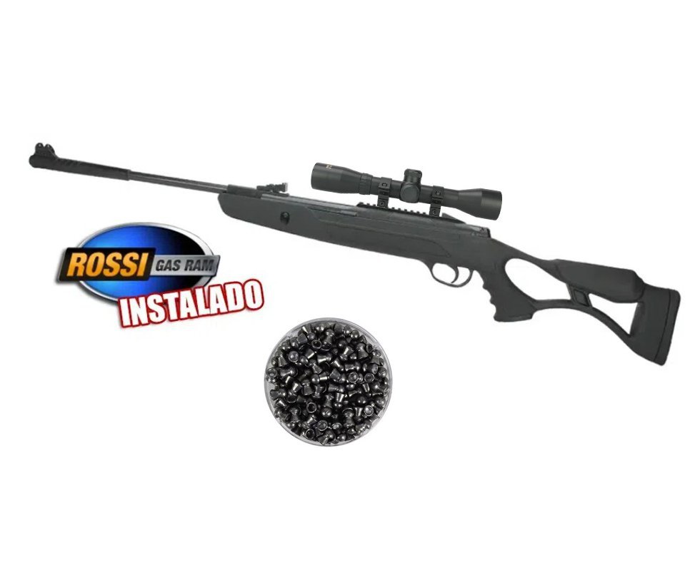 Carabina de Pressão Hatsan Strike Airtact PD 6,35mm com Gás Ram 60kg Rossi + Luneta 4x32 + Chumbinho