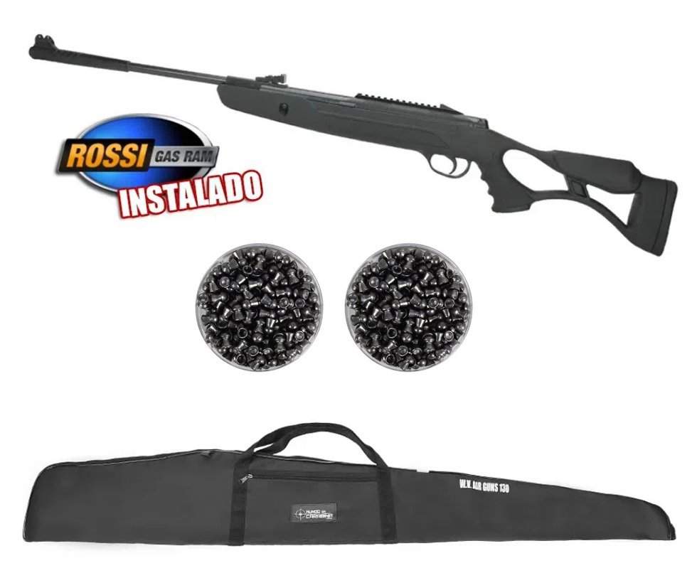 Carabina de Pressão Hatsan Strike Airtact PD 6,35mm com Gás Ram 60kg Rossi + Chumbinho + Capa de Transporte