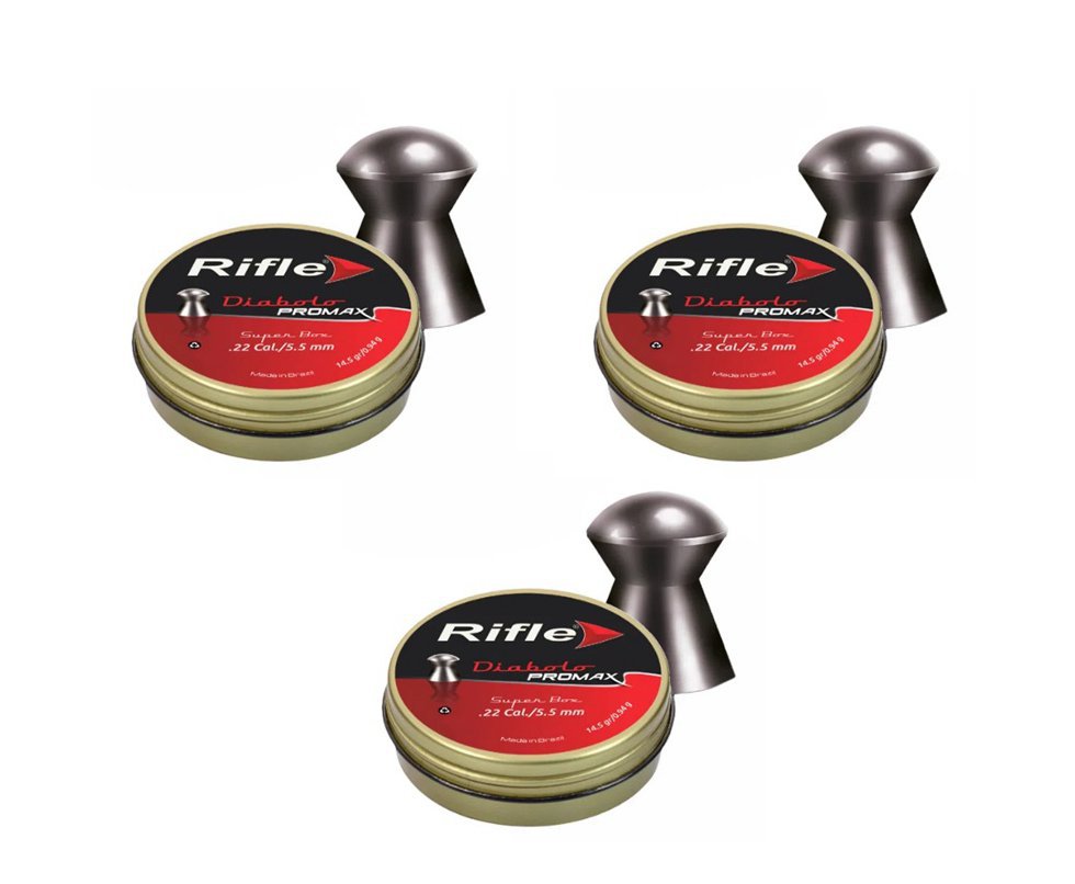 Kit 3 latas de chumbinho Rifle Diabolo 5,5mm com 125 und - Rifle