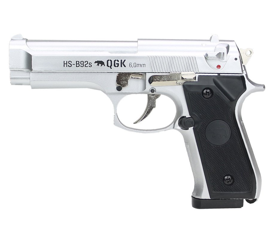 Pistola de Pressão Spring HS-B92 Silver 6mm esfera alumínio - QGK