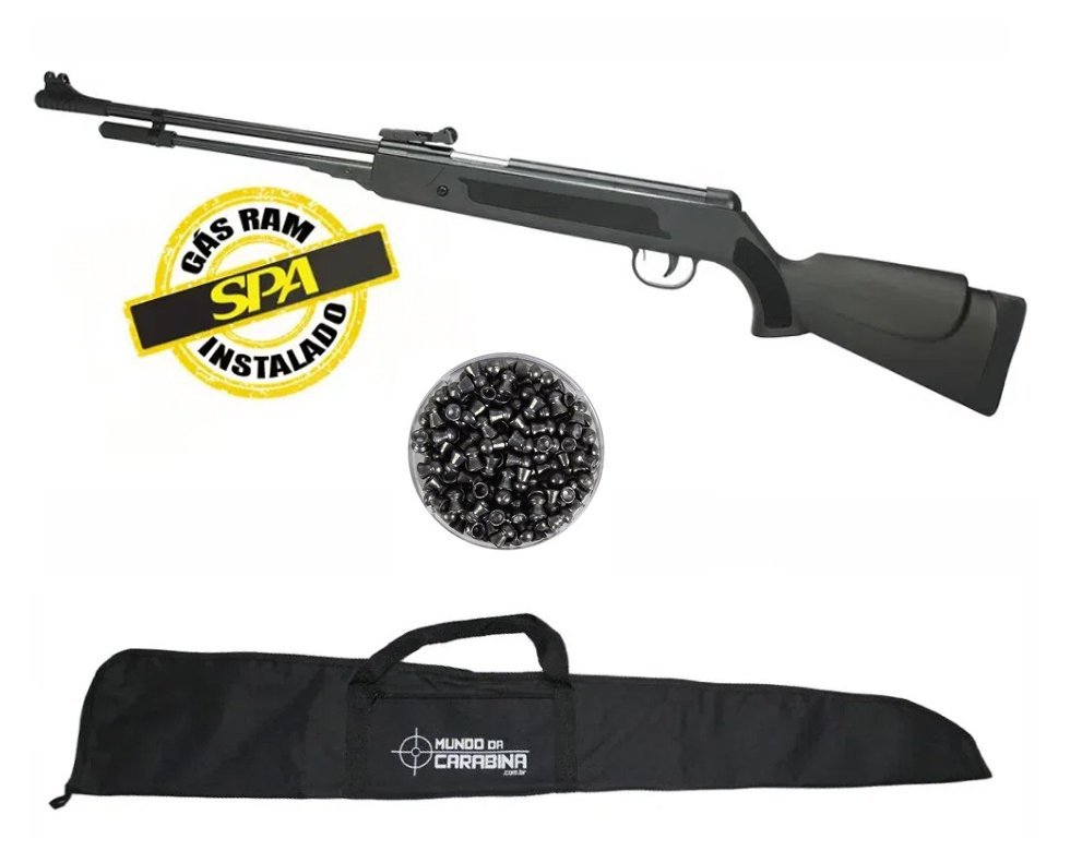 Carabina De Pressão Black Nitro Power Cal 5,5 Gas Ram 50kg Spa Instalado Fxr Fixxar + Capa + Chumbinho